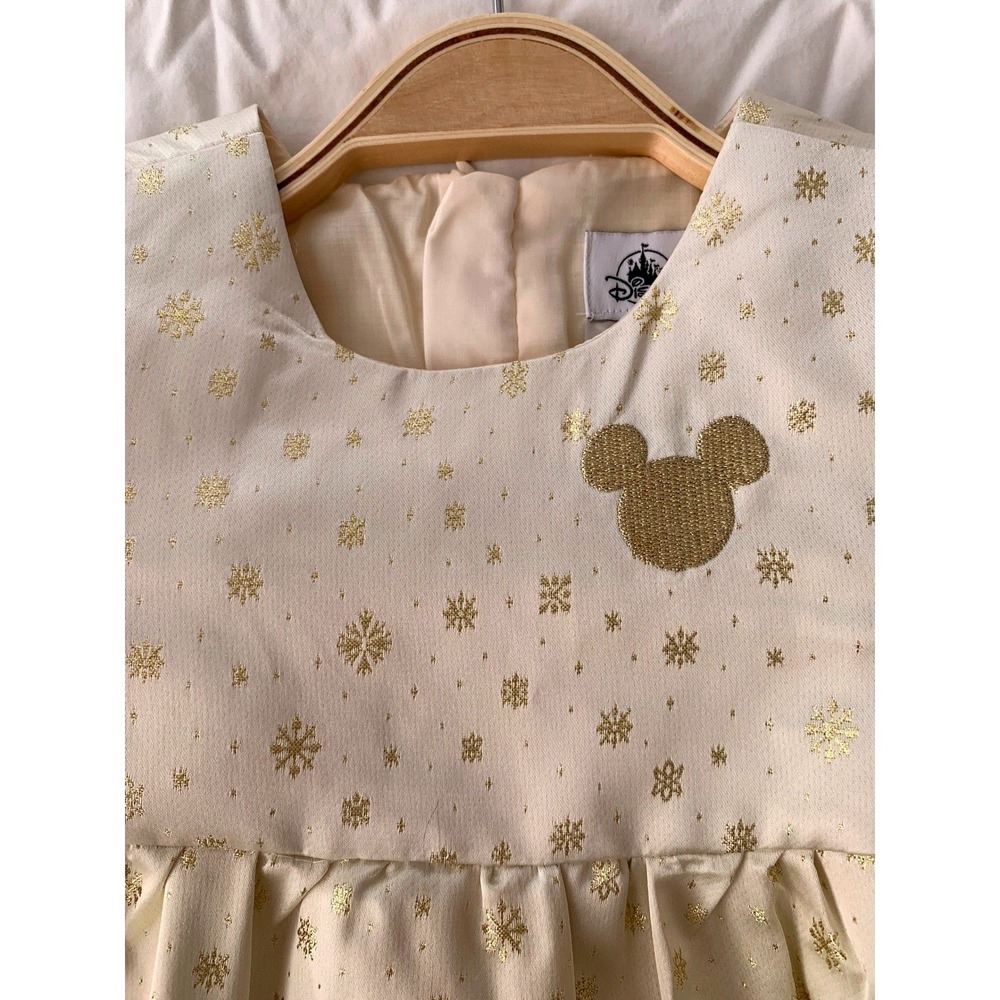 Disney Girls Ivory Gold Glitter Satin Minnie Mouse Princess Dress NWOT / Size 4 - Picture 7 of 16